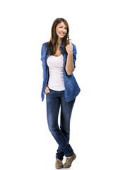 Beautiful woman isolated over white background 