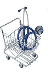 Stethoskop und Einkaufswagen