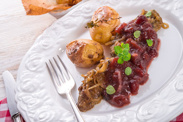 roasted liver with bake potato