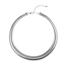 Silver female necklace isolated on white