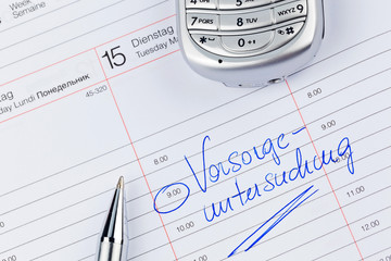 Eintrag im Kalender: Vorsorgeuntersuchung