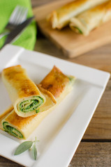 Pancakes with spinach and ricotta cheese