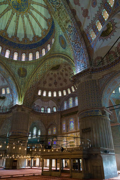 Inside Sultanahmet Mosque in Istanbul, Turkey