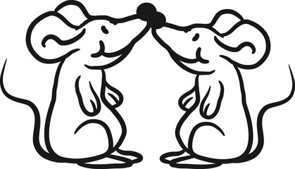 2 verliebte Mäuse Pärchen Paar