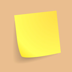 Yellow note paper background on cork board.