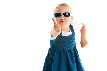 Little girl showing thumbs up