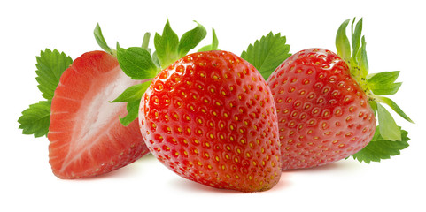 Horizontal strawberry composition isolated on white background
