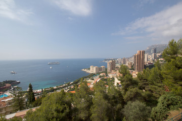 Monaco Montecarlo cityscape, principality aerial view