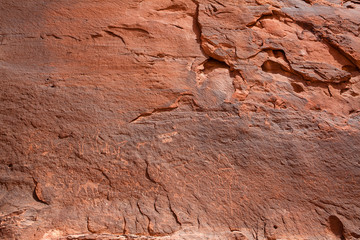 Very old jordanian paintings on the walls of the mountains in th