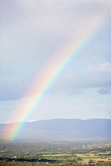 Fototapeta premium Rainbow over Provence aerial view