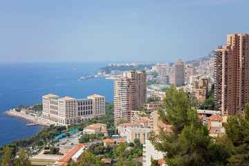 Fototapeta premium Monaco Montecarlo cityscape, principality aerial view