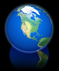 Earth view from orbit, north america, reflecting background