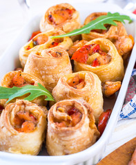 Fish roll salmon with pepper and white wine