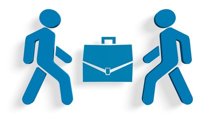 two pedestrian icons meeting at case infographic