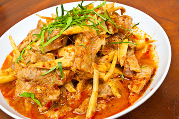 Stir Fried Pork Belly and Red Curry Paste