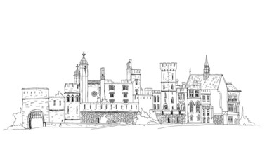 Sketch collection, Alton towers, old English castel