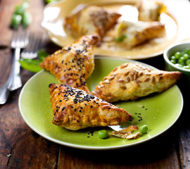 Puff pastry stuffed with green peas