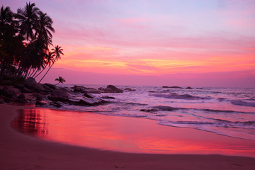Fototapeta na wymiar Sunset and Tropical beach