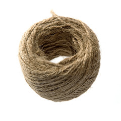 Ball of natural thread isolated on white background.
