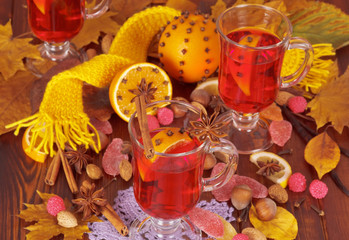 Close up glass of mulled wine
