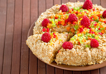 Cake on a bamboo mat