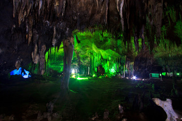 Stalagmite inside the cave at national park, Thailand