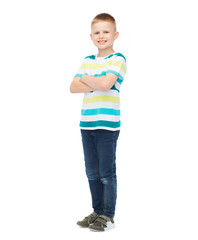 little boy in casual clothes with arms crossed