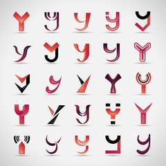 Unusual Letters Set - Isolated On Gray Background