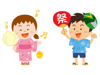 夏祭りの子供_イラスト