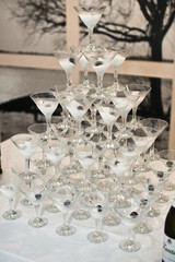 Pyramid of glasses.