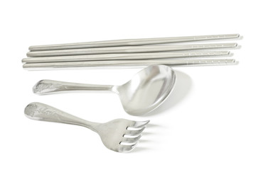 spoon, fork and chopsticks