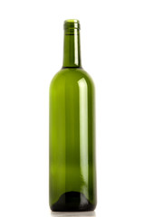 Bottle of red wine isolated on a white background.