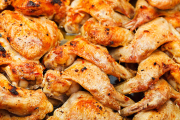 roasted spicy chicken wings close up