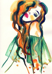woman portrait  .abstract  watercolor - 67255272