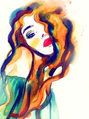 Fotobehang Aquarel portret vrouw portret .abstract aquarel .fashion background  © Anna Ismagilova