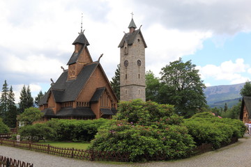 Fototapeta na wymiar Karpacz church Wang .Poland