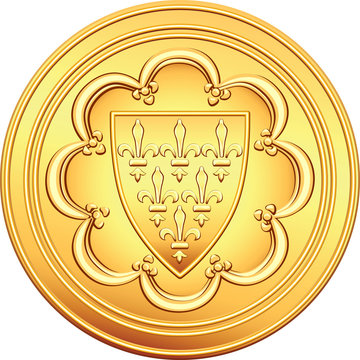 vector French money ecu gold coin