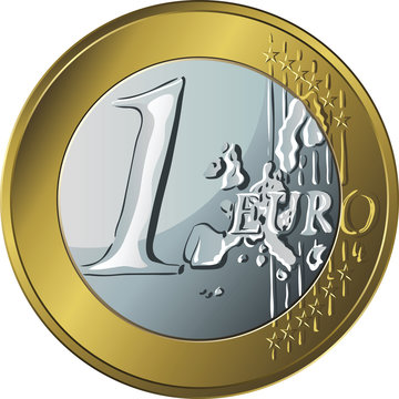 vector  money gold coin one euro