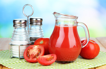 Tomato juice in glass jug,