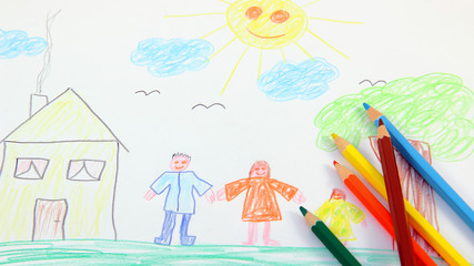 Kinderbild mit Buntstifte