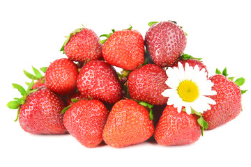 Ripe sweet strawberries isolated on white