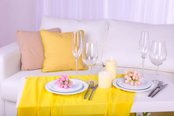 Festive table setting in interior