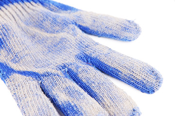Fototapeta na wymiar Dirty used fabric glove isolated on white