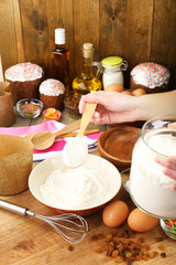 Easter cake preparing in kitchen