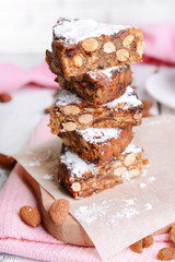Delicious cake panforte on table close-up