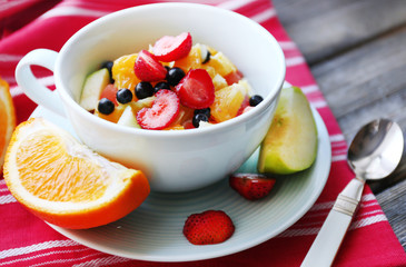 Useful homemade fruit salad, close-up