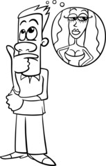 man think about woman cartoon