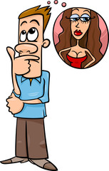 man think about woman cartoon