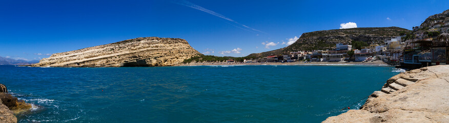 Obraz premium Panoramic skyline view of Matala south Crete