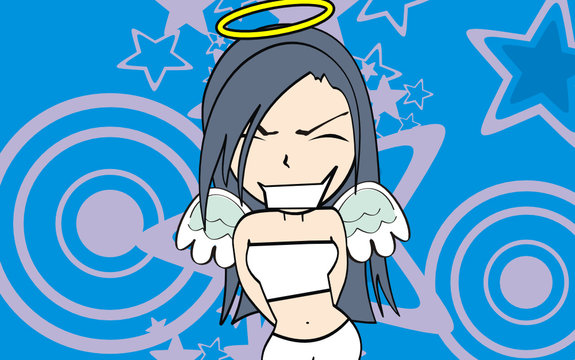 angel cute chubi girl cartoon background